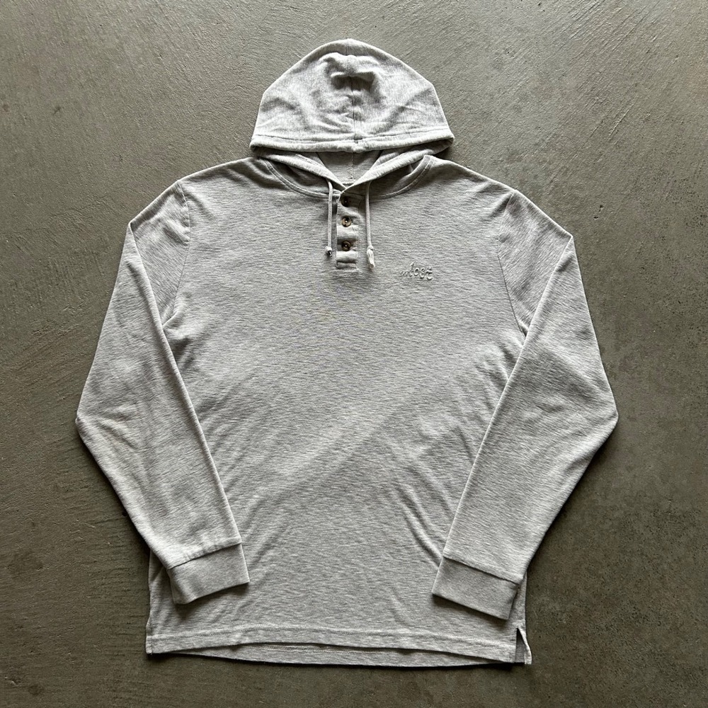 Lost Enterprises Sweatshirt Size Large Gray Henley‎ Button Hoodie Skater Surfer